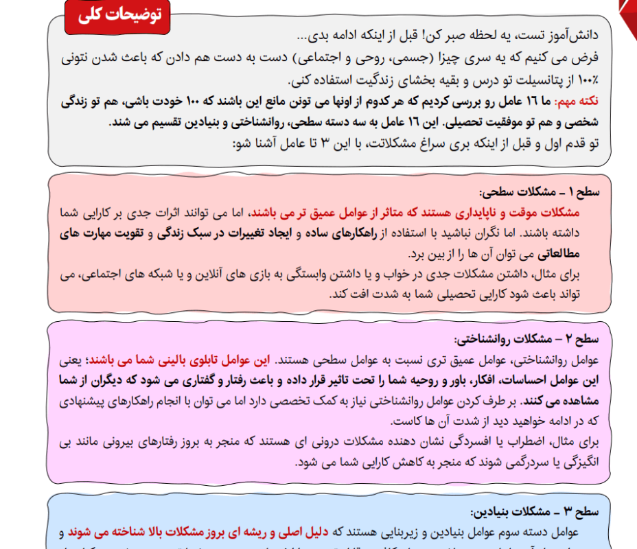 آزمون های تخصصی ویژه بررسی مشکلات دانش آموزان